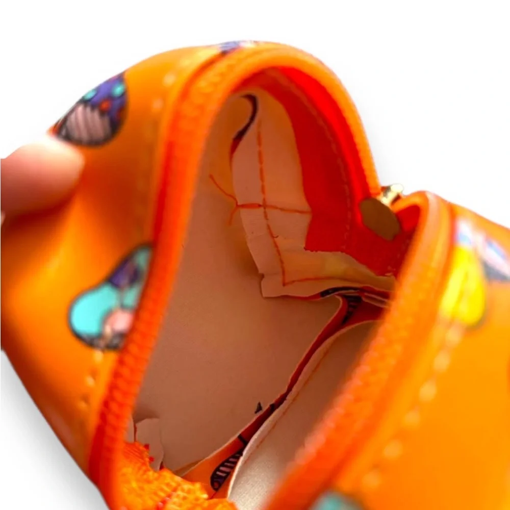 Orange Mushroom Print Coin Pouch Keychain